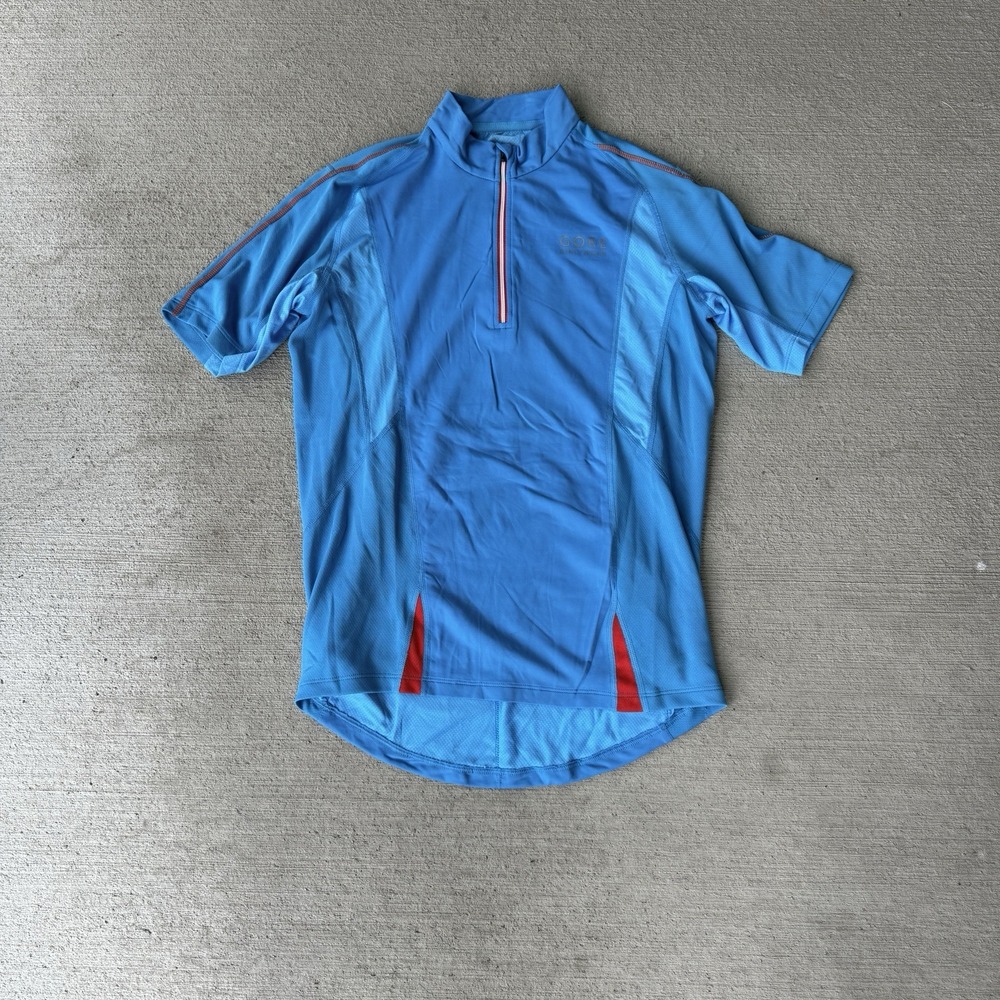 Gore Bike Wear Men's Cycling Jersey Blue Red Half Zip Short Sleeve Size M